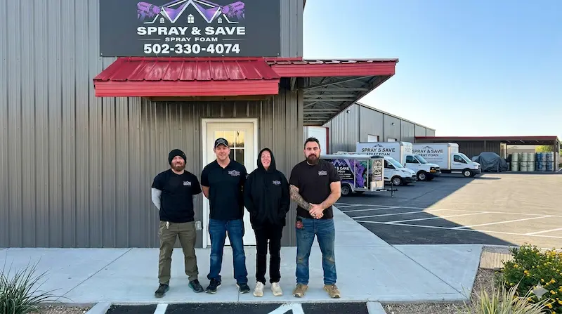 Spray & Save spray foam insulation crew working in Central Kentucky homes and buildings
